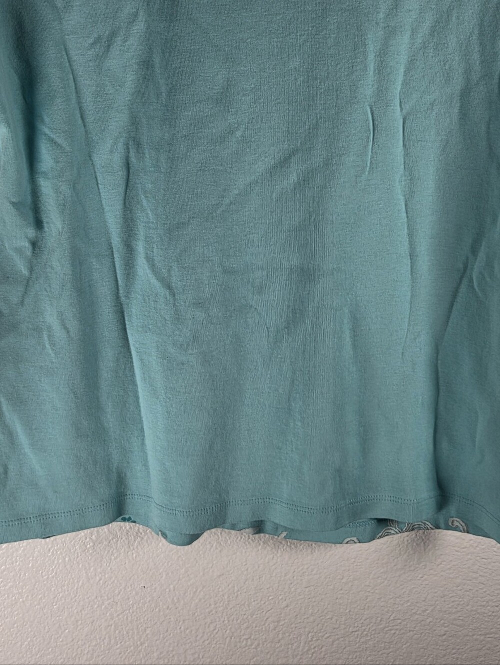 Karen Scott Women's Size PL Aqua Floral Embellished Short-Sleeve Tee - Picture 7 of 7